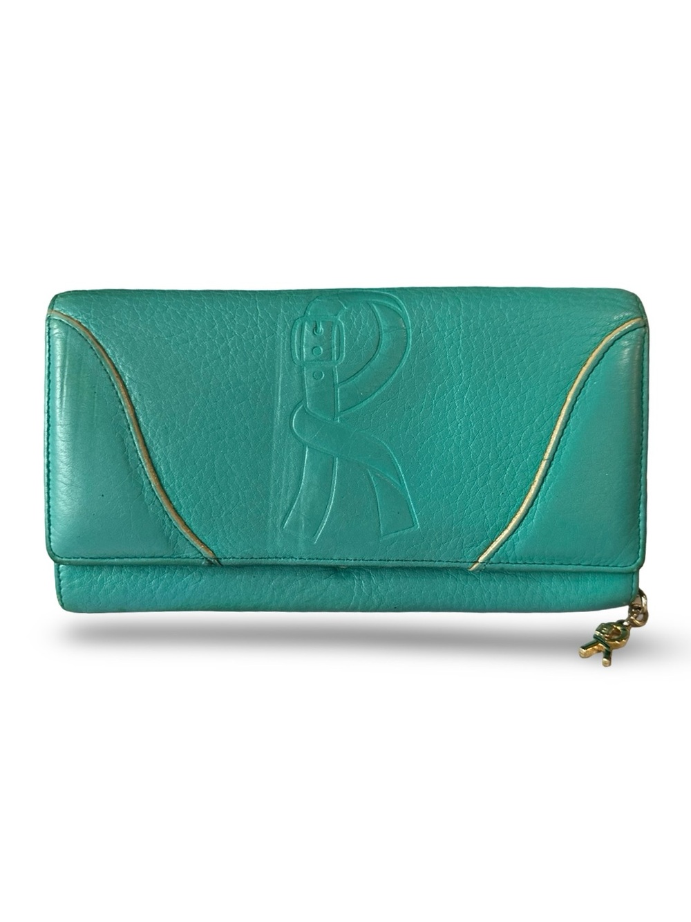 Roberta di Camerino Turquoise Green Embossed Leather Continental Wallet